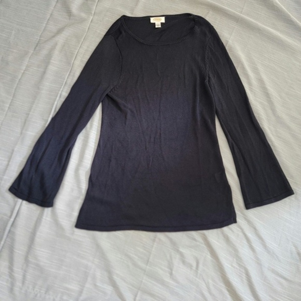 Talbot Knit Mesh Sz Medium Black Swim Cover‎ Dress Tunic Top Long Sleeve